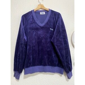 Vintage JCPenney The Fox Velour Purple V-Neck Sweatshirt XL retro grunge skater
